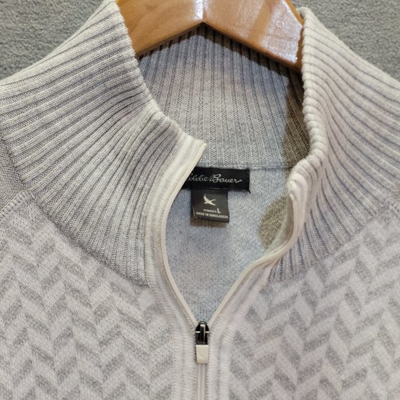 COPY - Eddie Bauer Top Women Large Sweater Quarter Zip Long Sleeve Grey - Picture 3 of 11